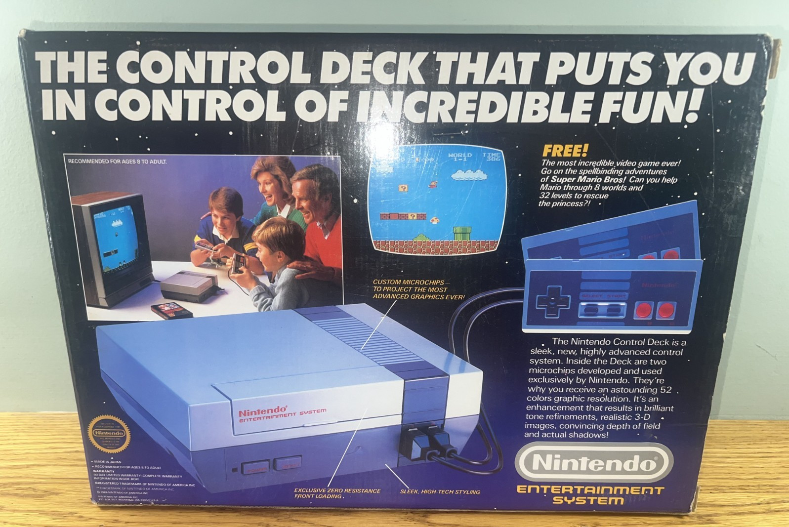 1986 Nintendo NES CONTROL DECK Super MARIO Bros. BOX Set SERVICED +TESTED! NICE!