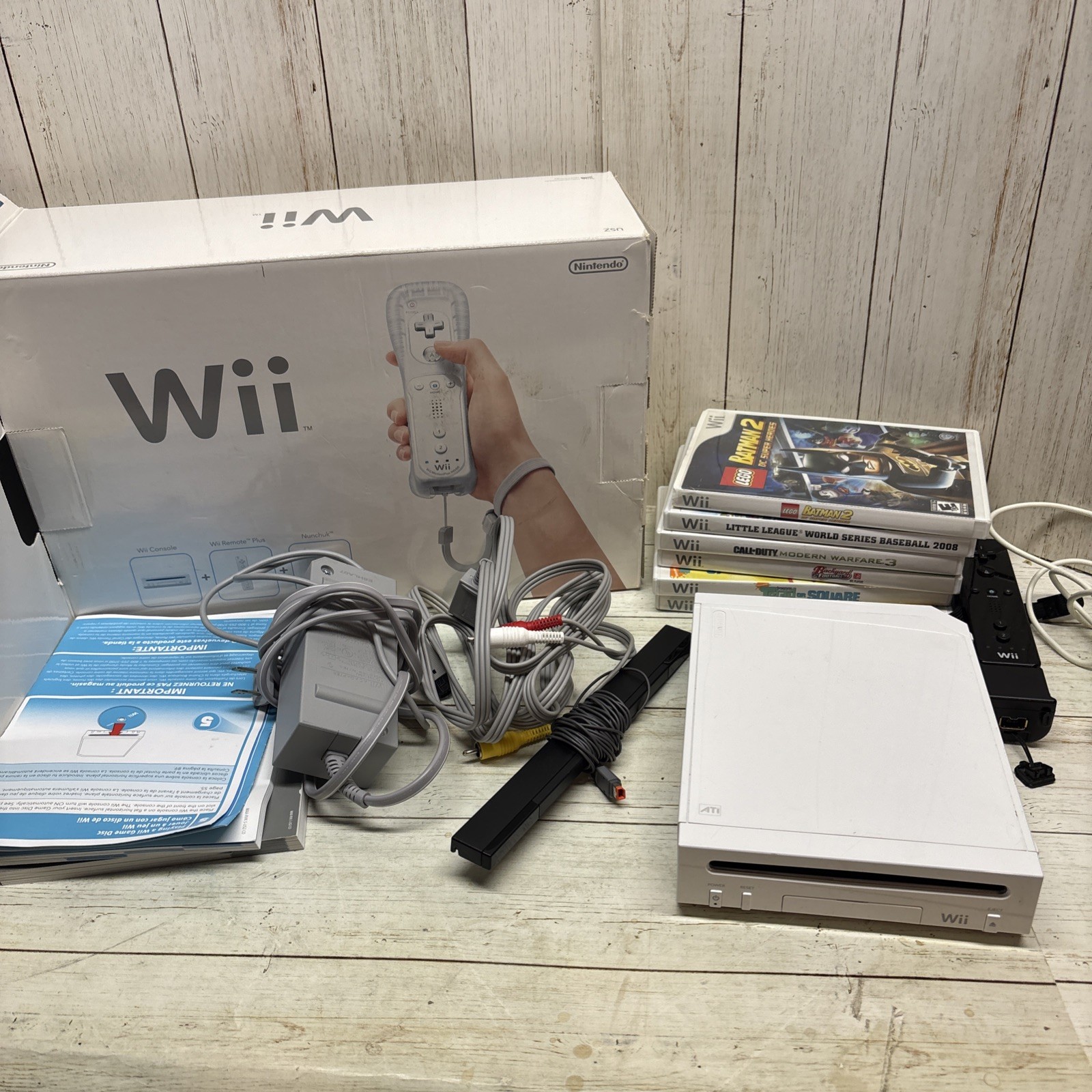 Nintendo Wii Console In Box Remote 6 Games Bundle Tested And Works