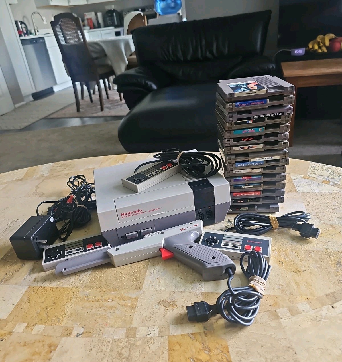 Original Nintendo NES Console Bundel Gun,3 Controllers,15 Games Tested Works