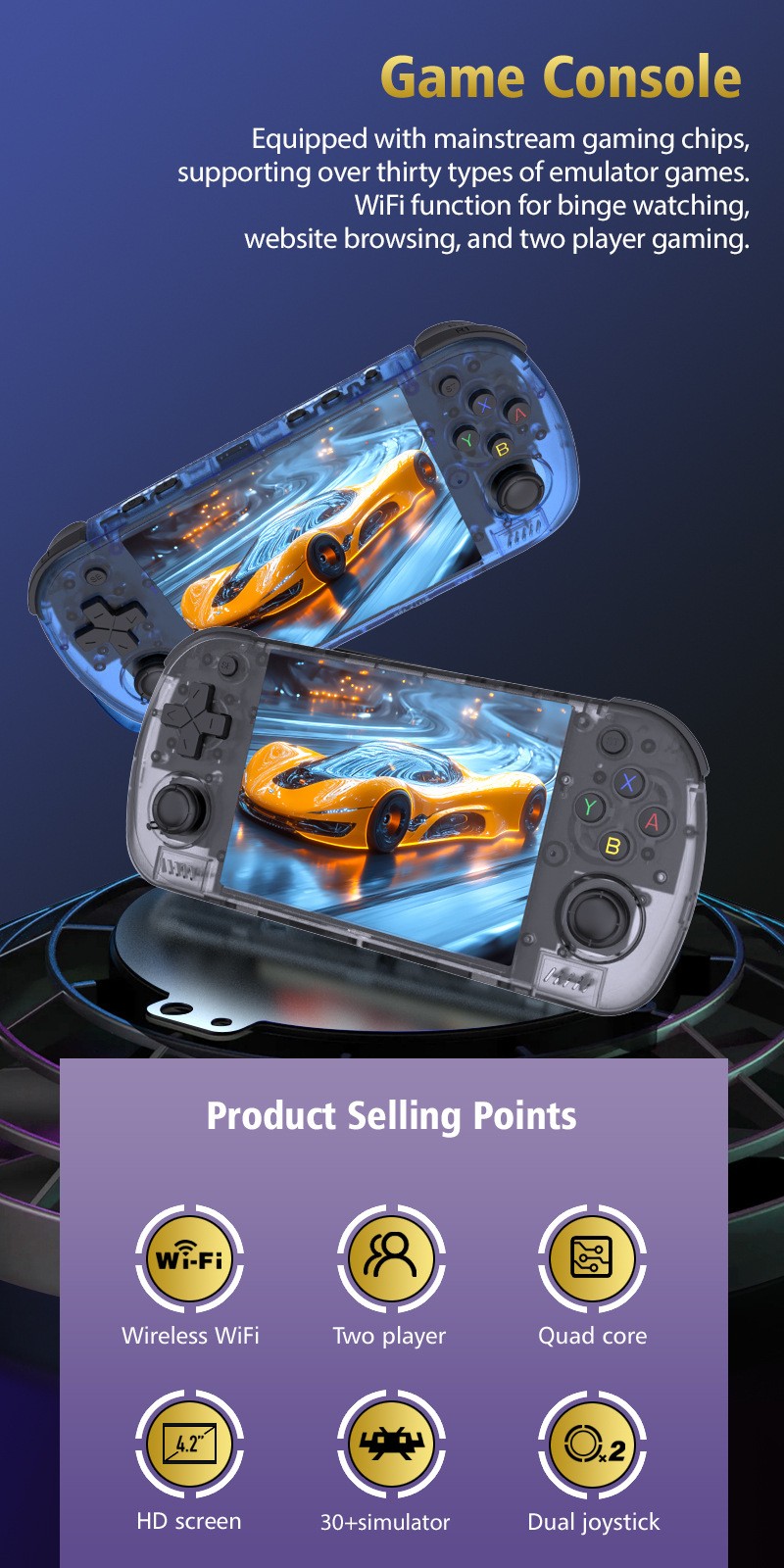 Wireless Two Player Game Console R36H Pro Max Support Two Player Battle 4.2 Inch