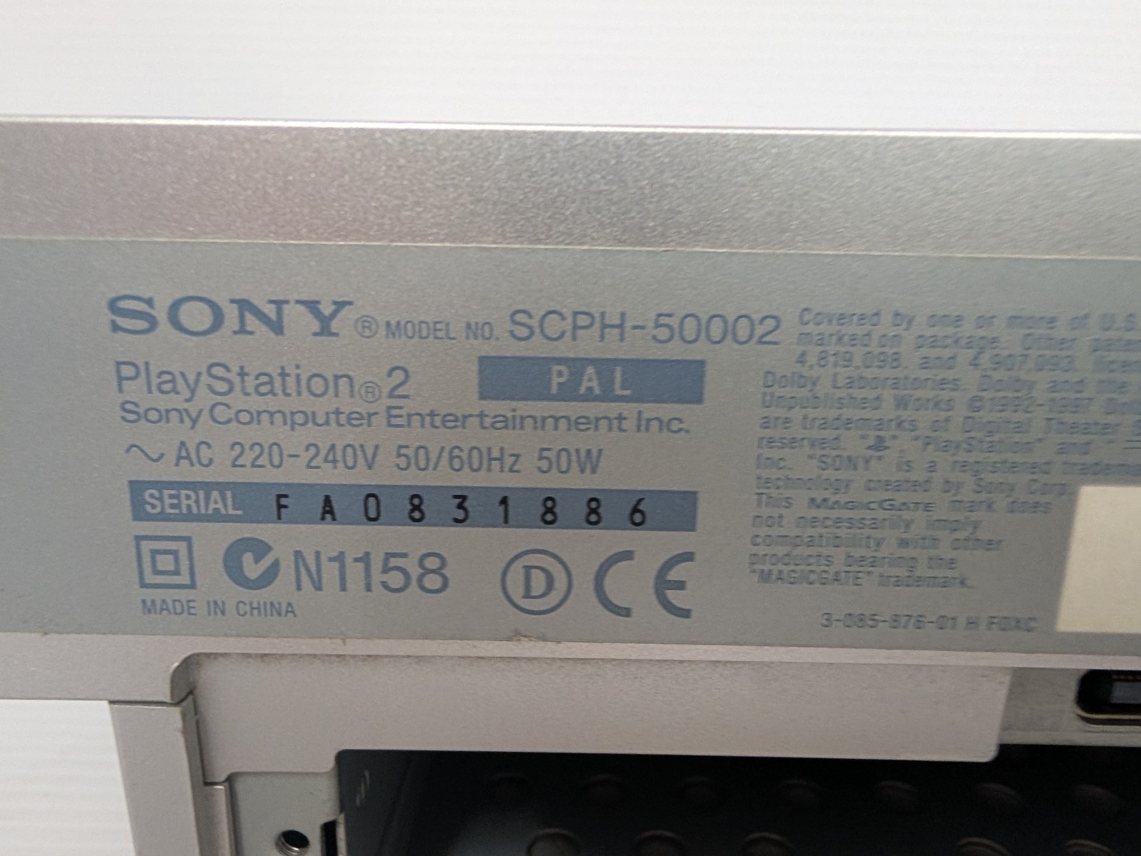 Sony PlayStation 2 PS2 Fat Console Silver AUS PAL Inc Dual shock 2 Controller