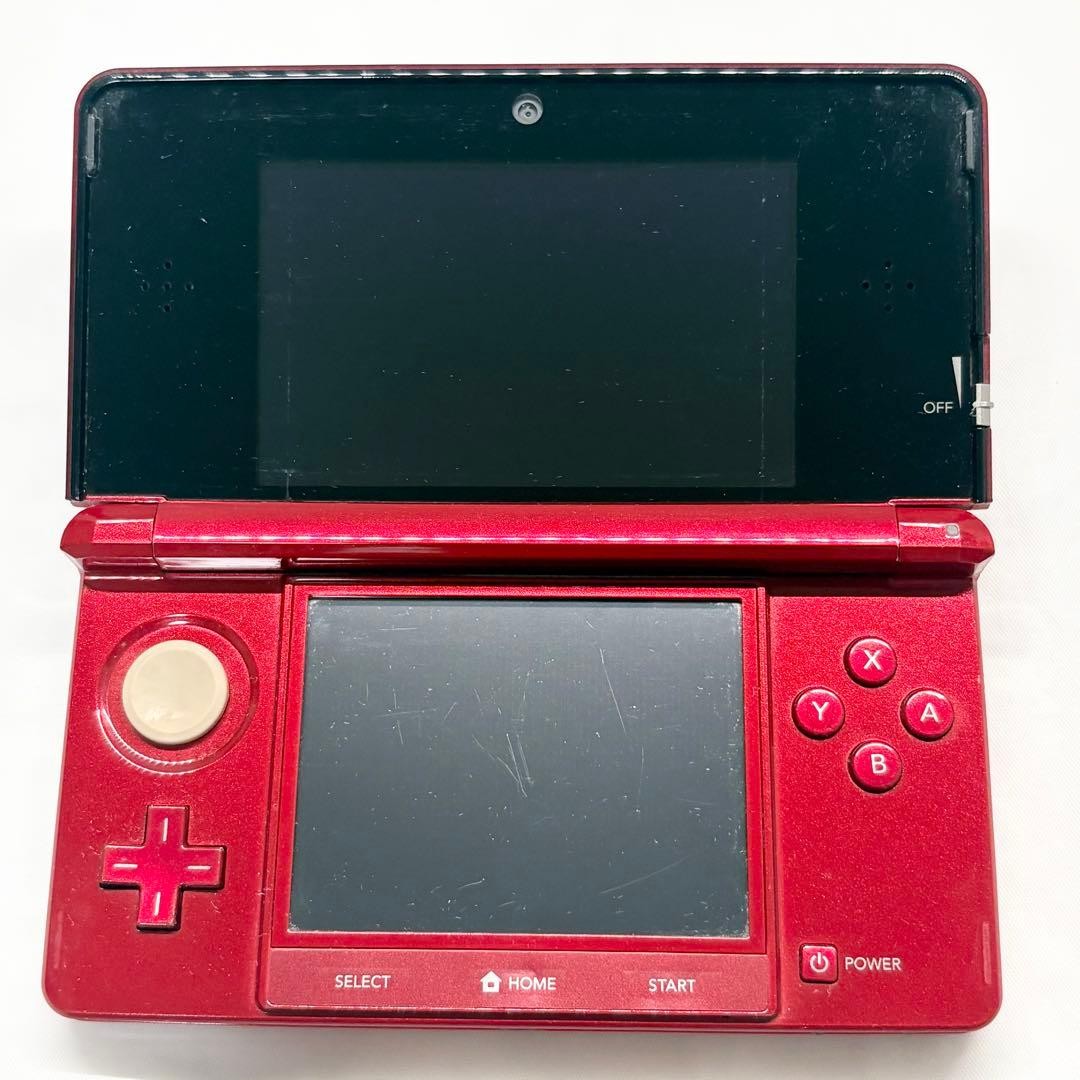Nintendo 3DS Flare Red with compatible charger and SD card, confiRMed working.