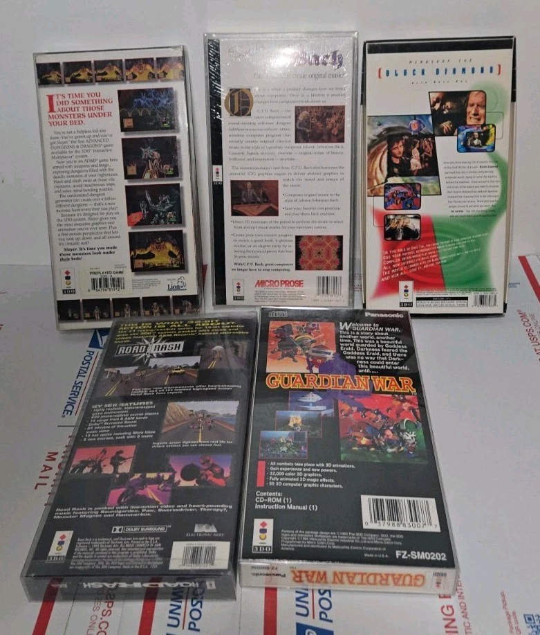 5 3DO Games Including C.P.U Bach NEW SEALED, Slayer, Road RASH, GUARDIAN WAR