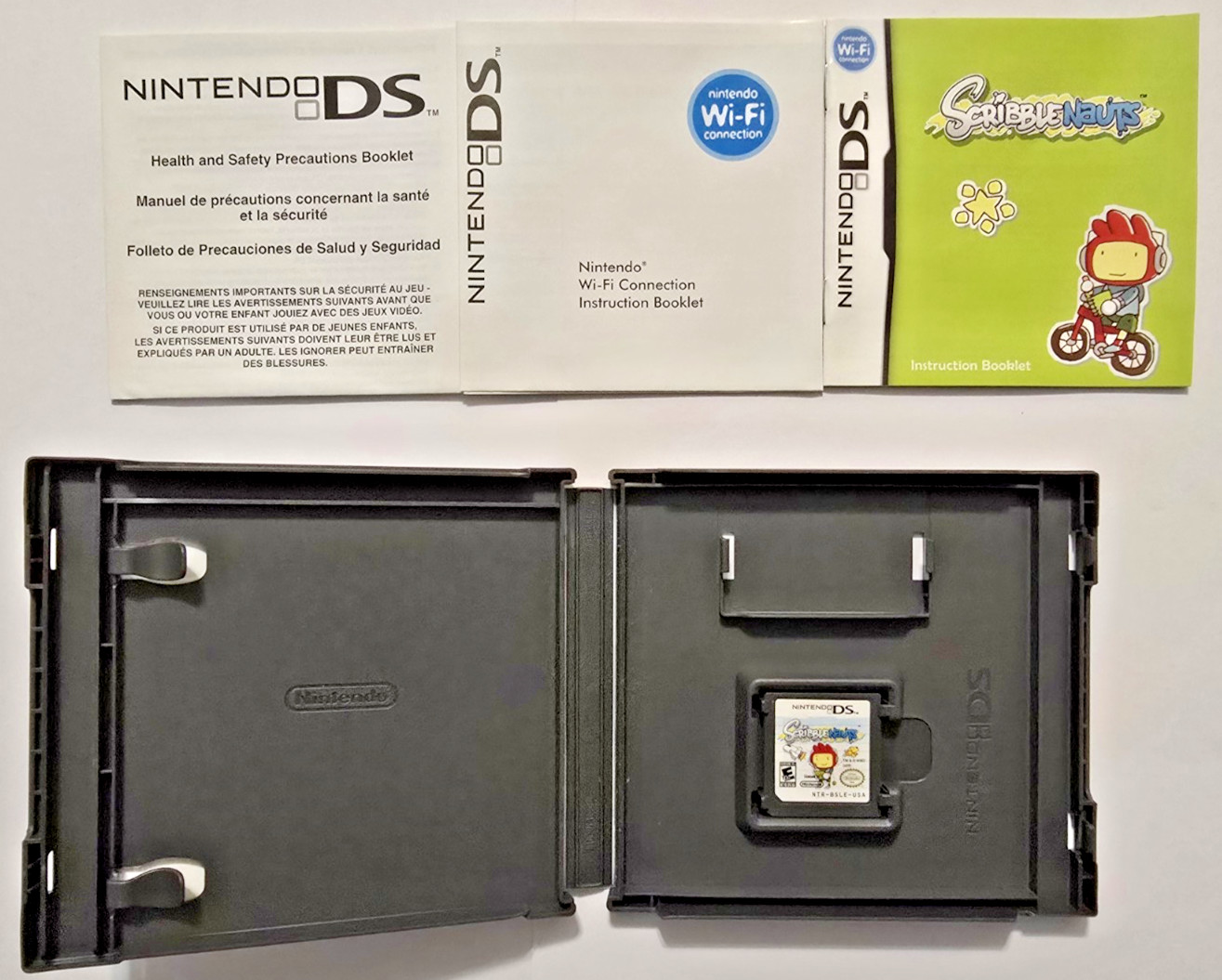 ​Nintendo DS Original Silver Console and 5 Game Bundle-Games CIB-NO Charger