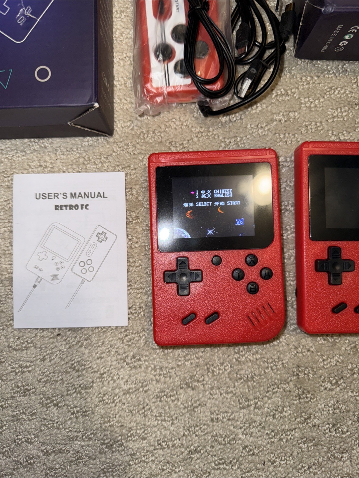 Game Box Plus Hand Held Video Game 3″LCD or Play on TV – Full Set of 2 Red