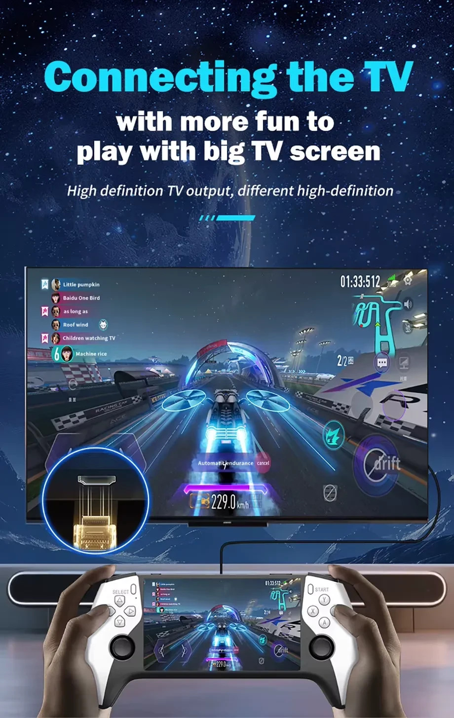 SF3500 5» IPS Handheld Game Console 64G 3000mAh Retro Player Xmas PARTY GIFTS