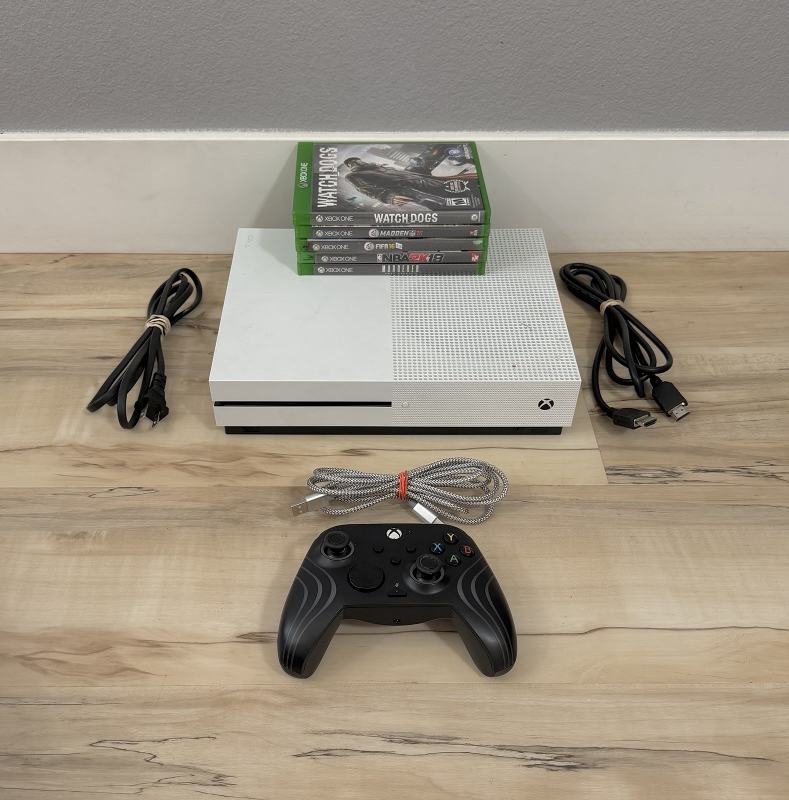 Microsoft Xbox One S Console 1681 Bundle W/ Controller + 5 Games – Working