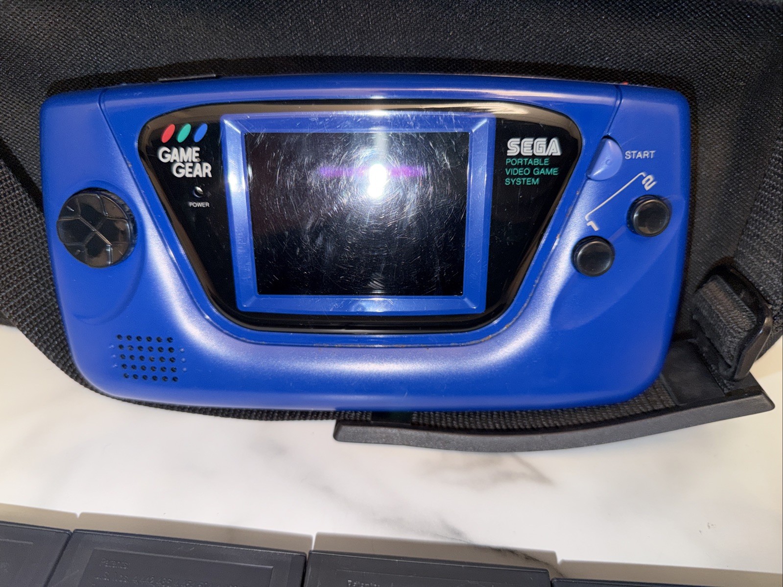 SEGA Game Gear Blue Console Bundle w/ Case & 4 Games Sonic & BB ⚾️ Repair/Parts