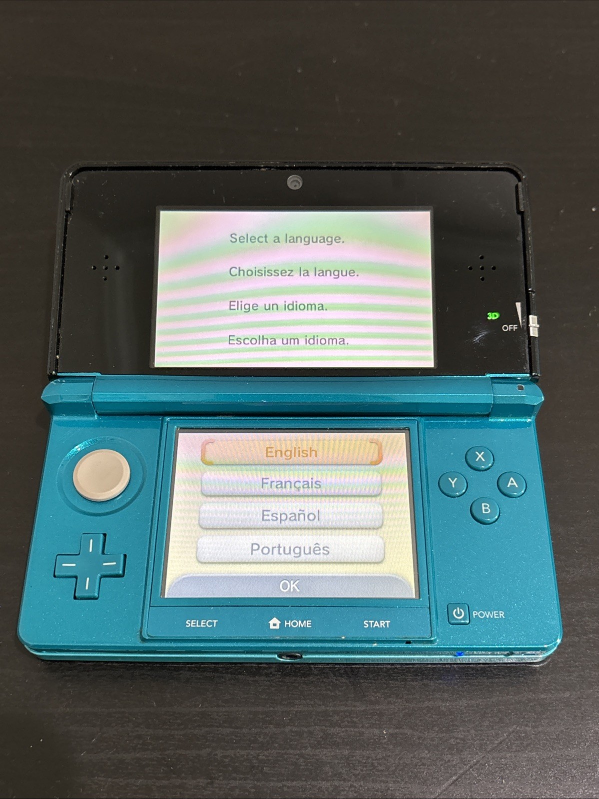 Aqua Blue Nintendo 3DS Console Good Used Condition Tested With Charger & Base