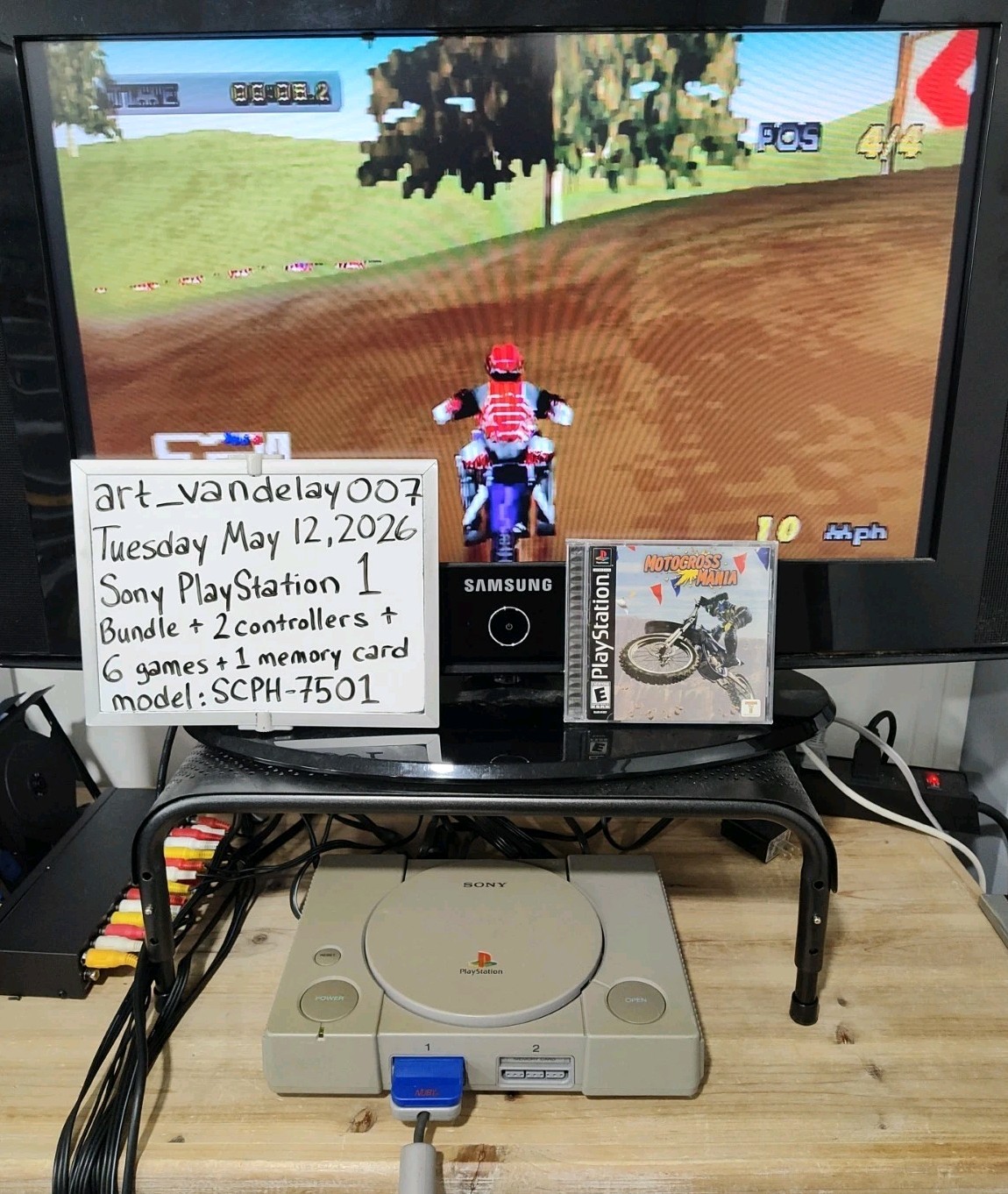 Sony PlayStation 1 Bundle SCPH-7501 + 2 Controllers + 6 Games + Mem Card* Tested