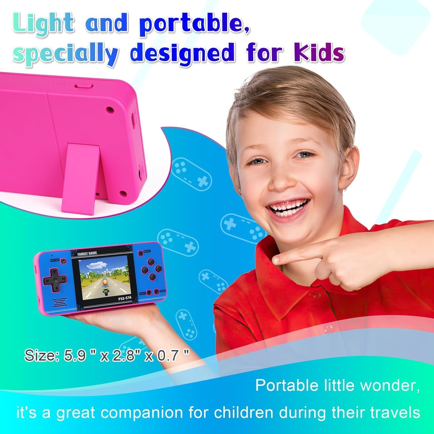 Handheld Game for Kids ，Built-in 220 32-bit Video Games, 3.0” IPS Screen, Rec…