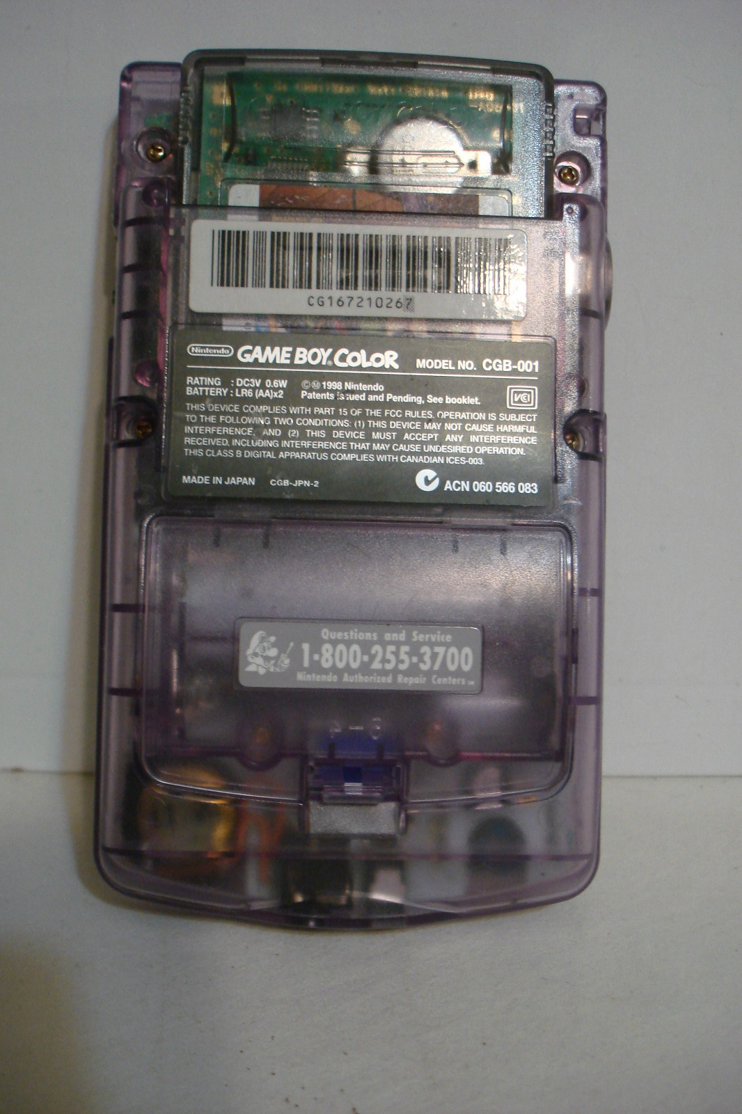 Nintendo Game Boy Color System Clear Atomic Purple w/ Pelican Accessories