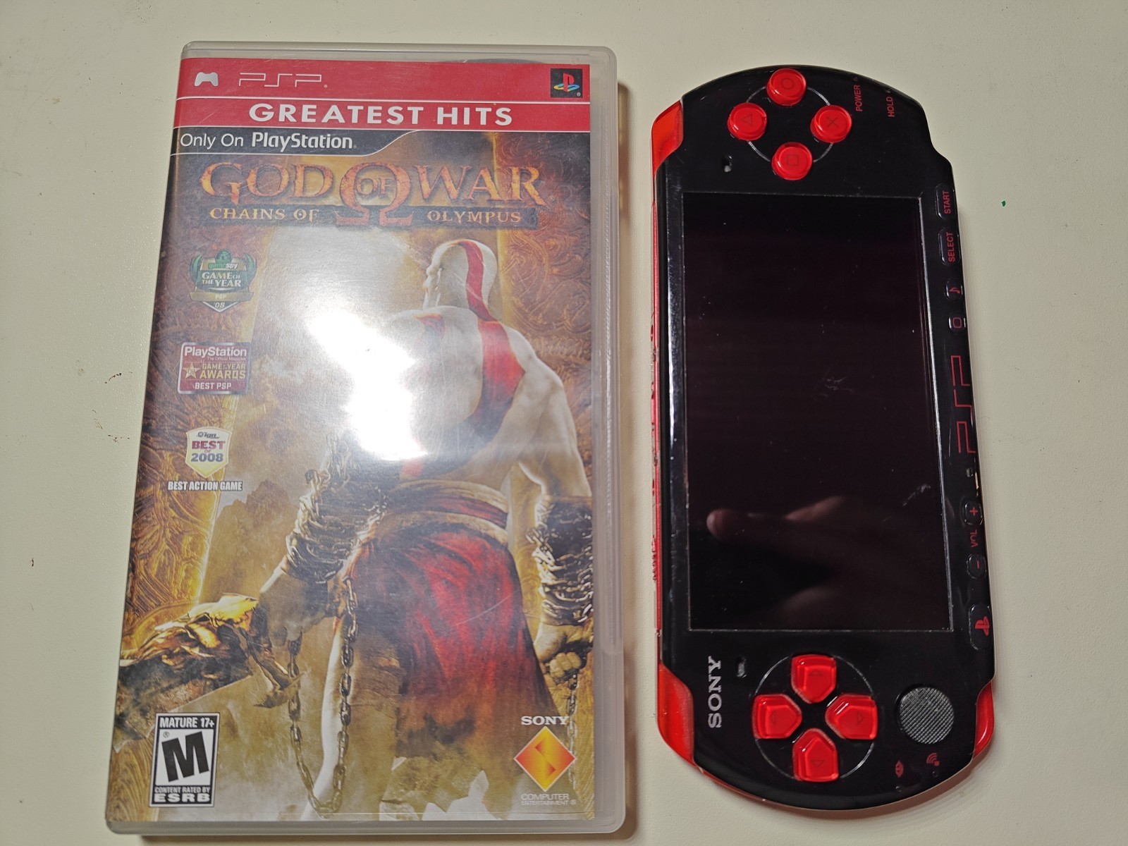 Sony PSP 3001 God of War Red & Black *NO Battery Or Charger*+ Game. Tested Works
