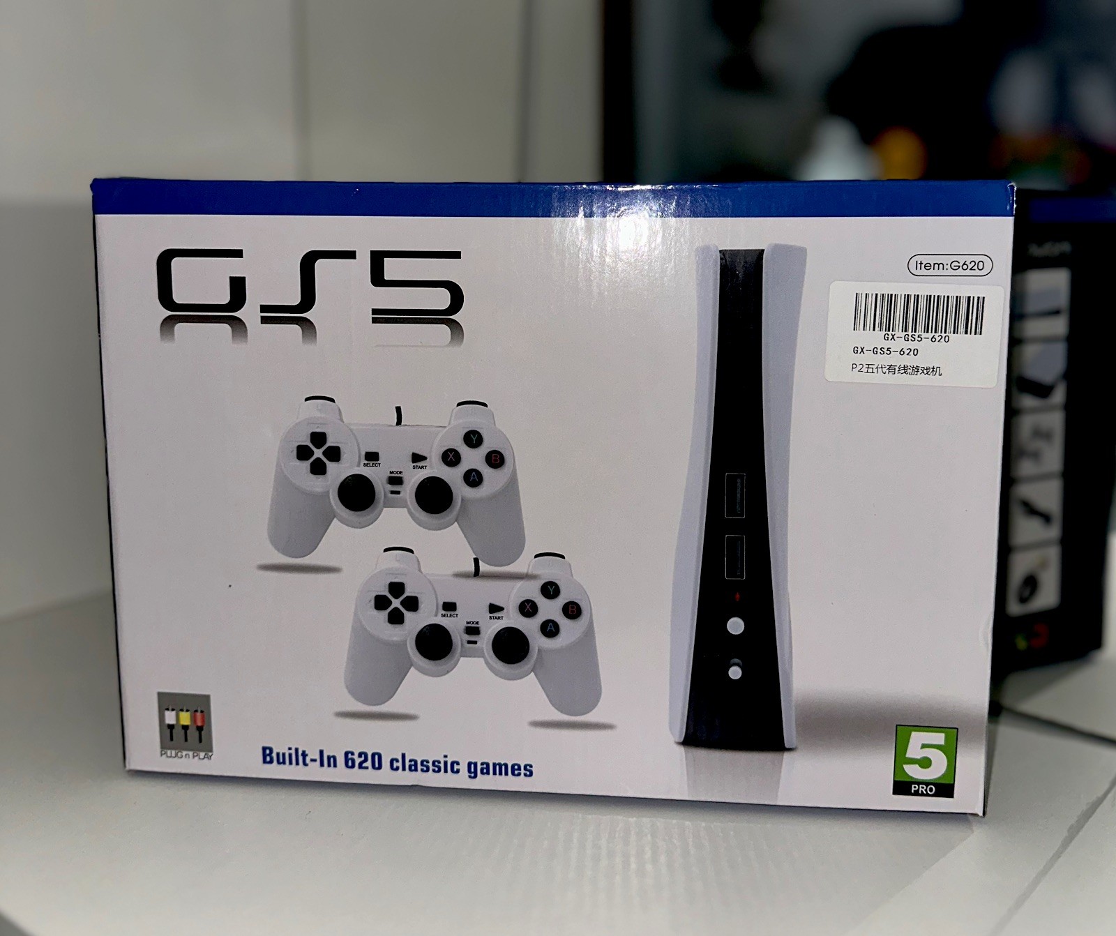 GS GS5 Home Console Black White Component RCA Built-In 620 Classic Games