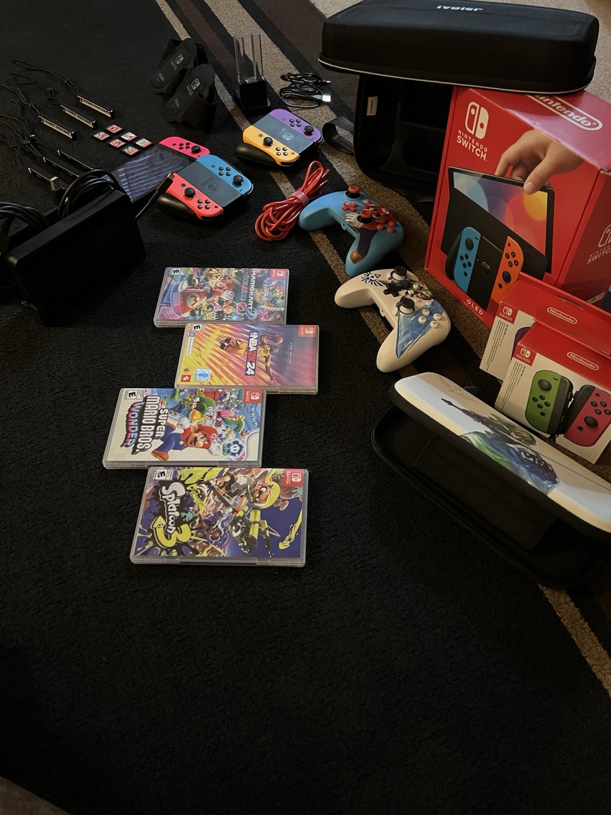 Nintendo Switch OLED Bundle Flawless Animal Crossing Super Mario LOADED w/EXTRAS