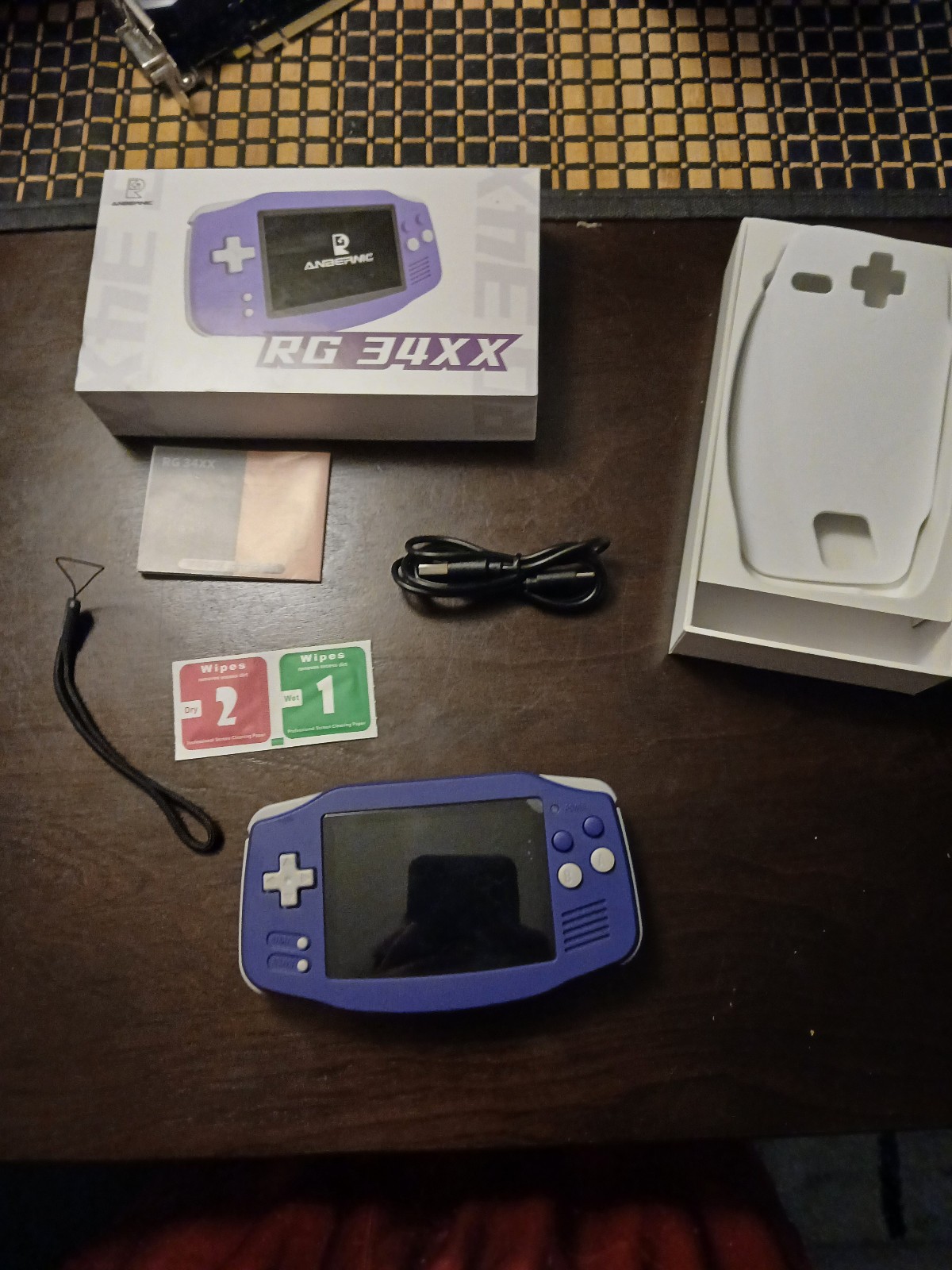 Anbernic RG34XX Handheld Game Console Purple Used Working No SD Card