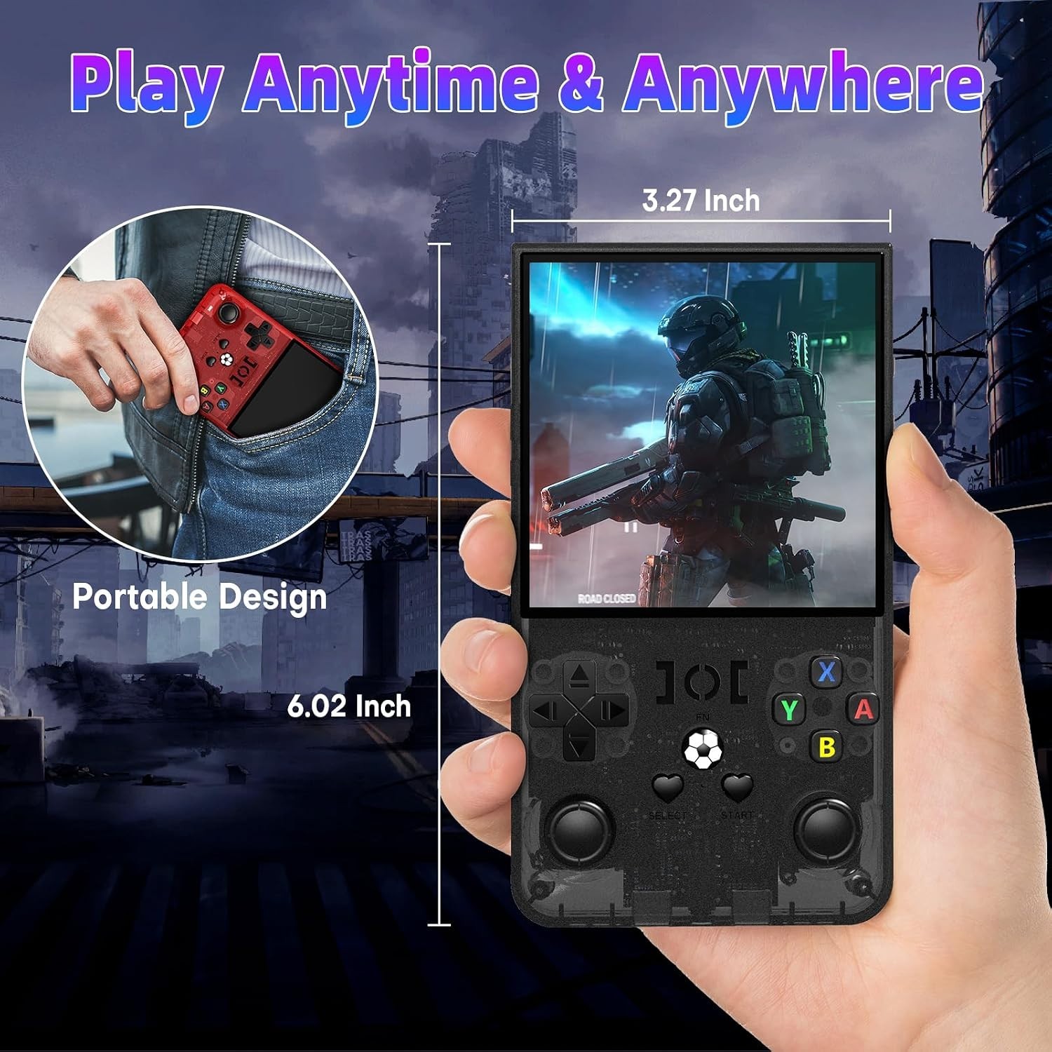 Portable R36MAX Retro Game Console – 64GB Storage, Ergonomic Design & HD Display