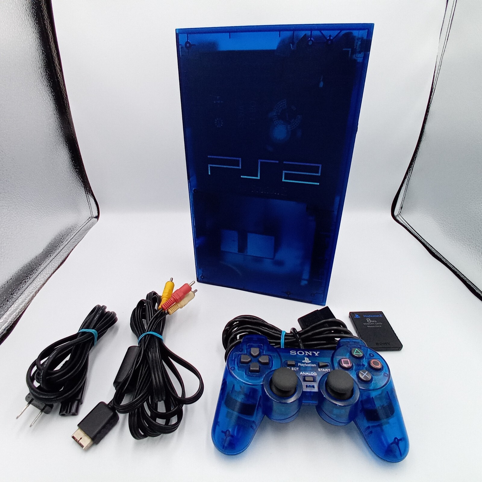 PS2 PlayStation 2 Console Ocean Blue SCPH-37000 Controller Japanese Tested