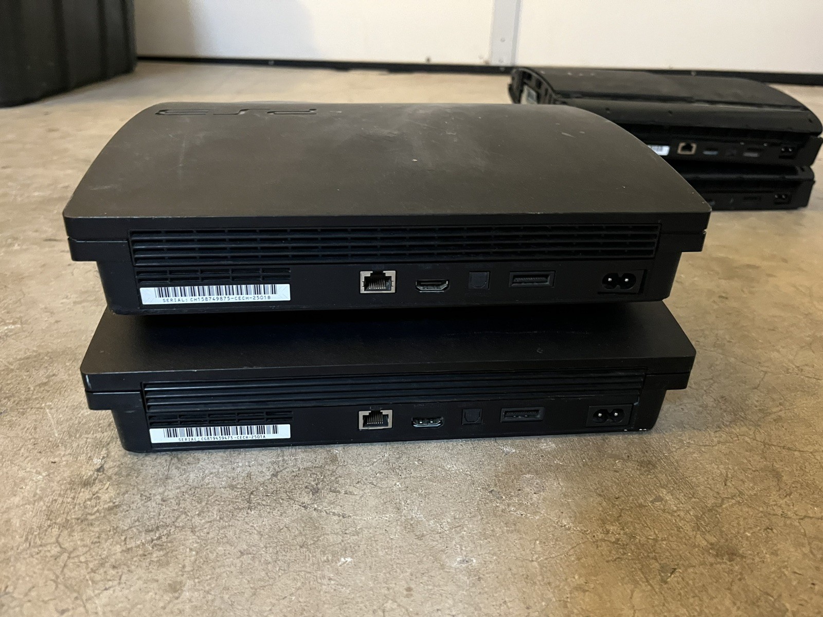 Lot of 4 Unknown Condition PlayStation 3 PS3 Consoles As-Is for Parts/Repair