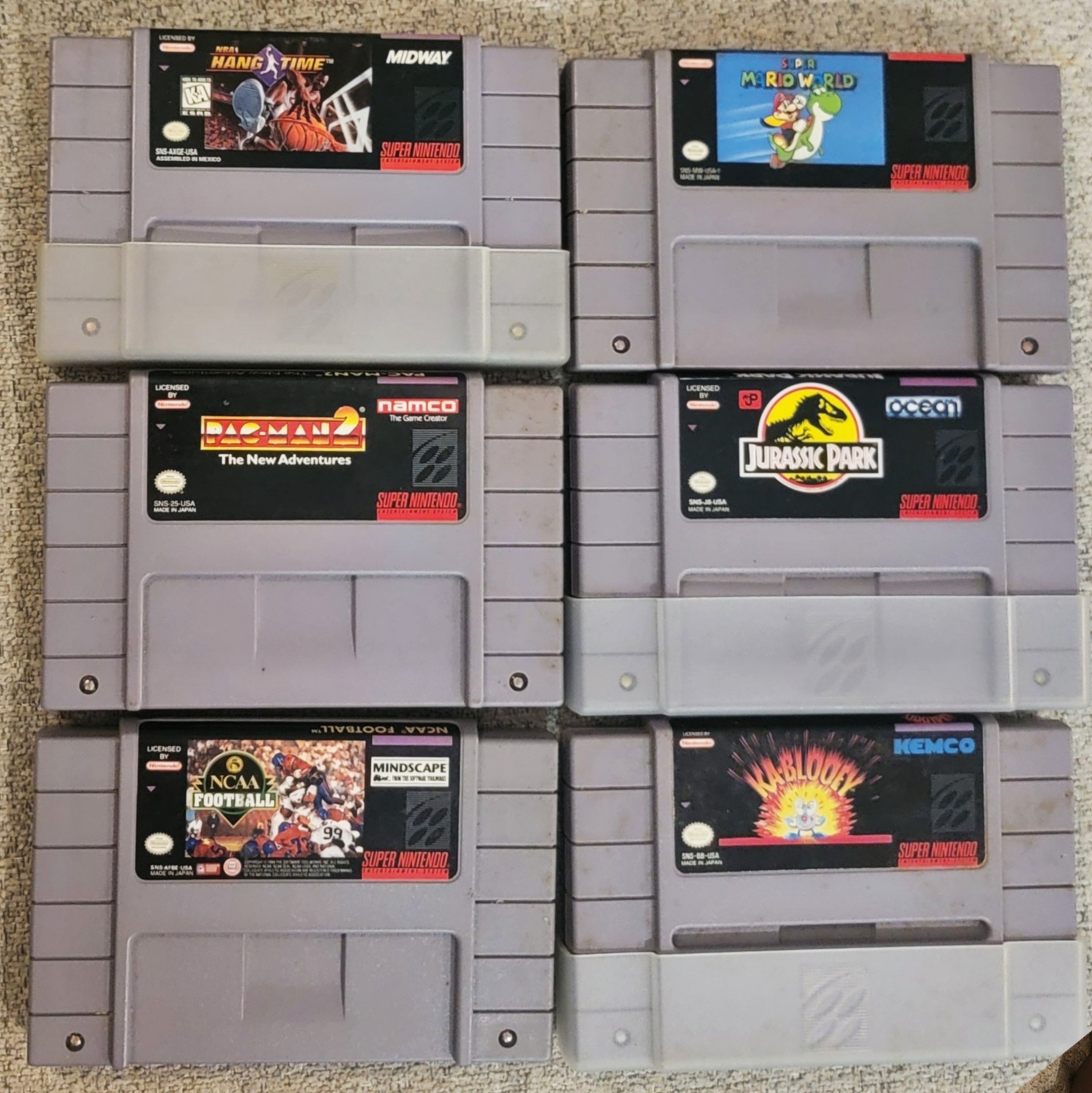 Vintage Super Nintendo SNES Console Bundle, 2 Ctrlrs, 6 GAMES **TESTED WORKS**