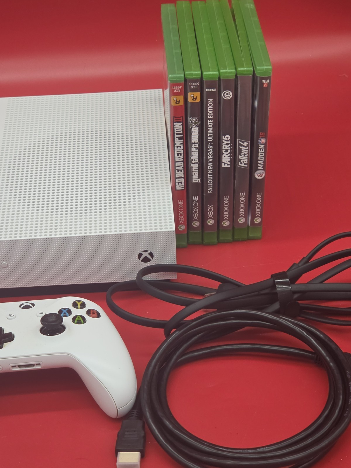 Microsoft Xbox One S Disc Edition Video Game Console White With 6 Games
