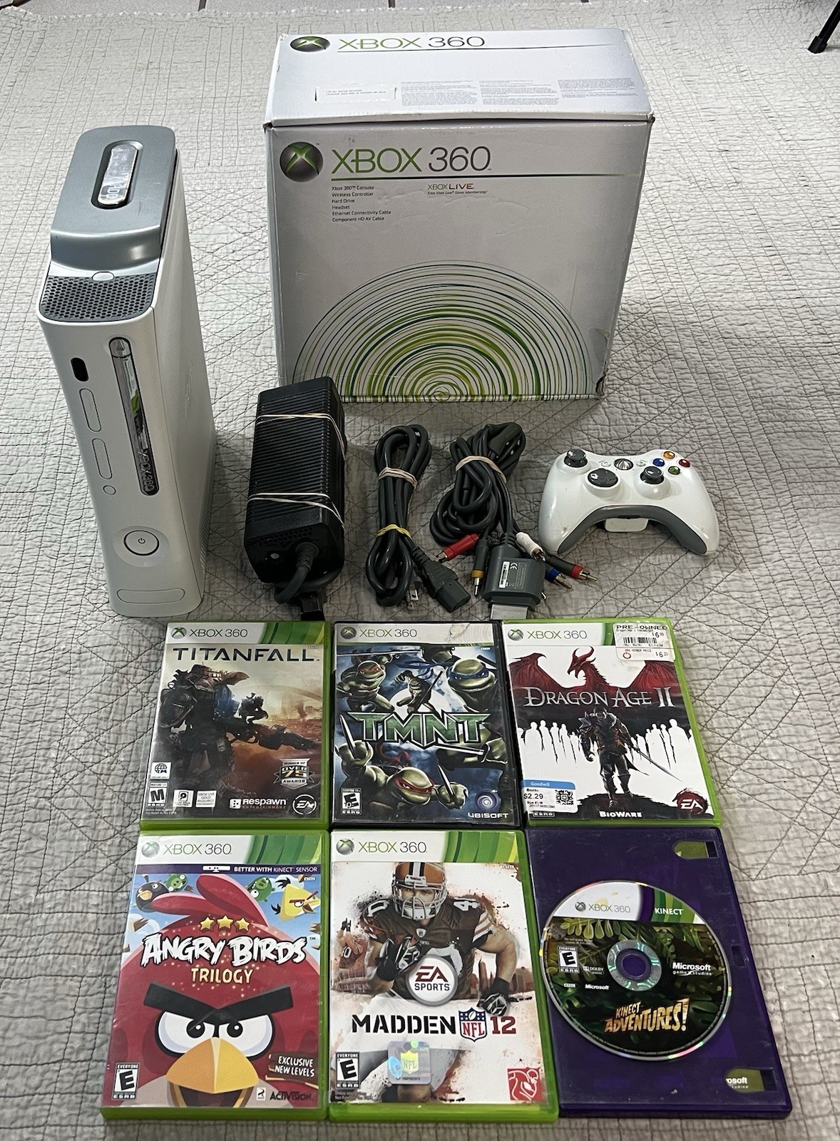 Microsoft Xbox 360 Console 20GB Complete CIB W/ 6 Games TMNT + Dragon Age