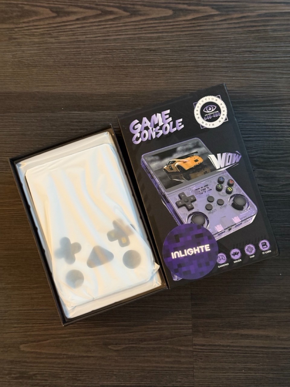 Transparent Purple Handheld Game Console Emulator – 128GB – Hundreds of Games