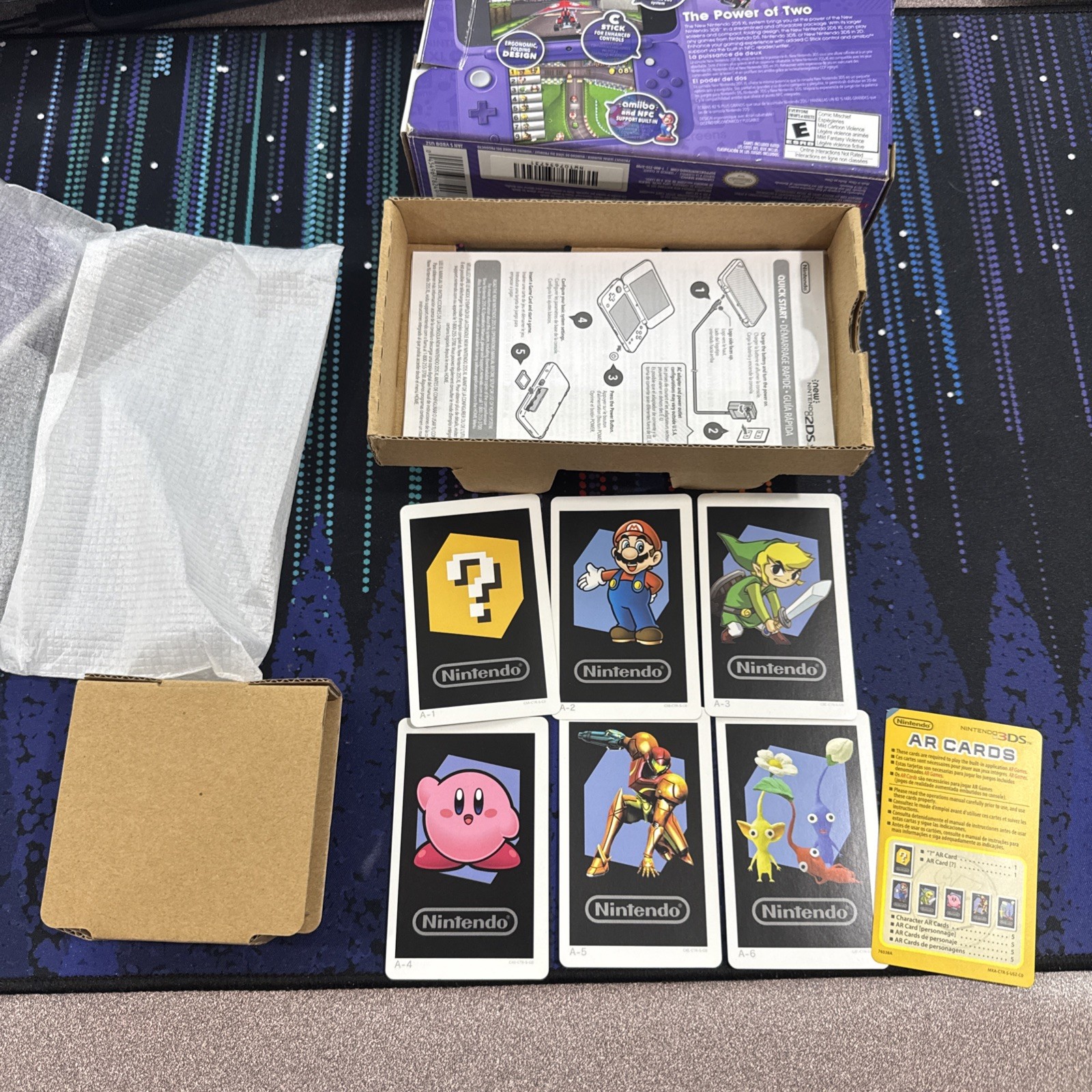 Nintendo 2DS XL Mario Kart 7 Console Bundle Handheld Purple/Silver With Box