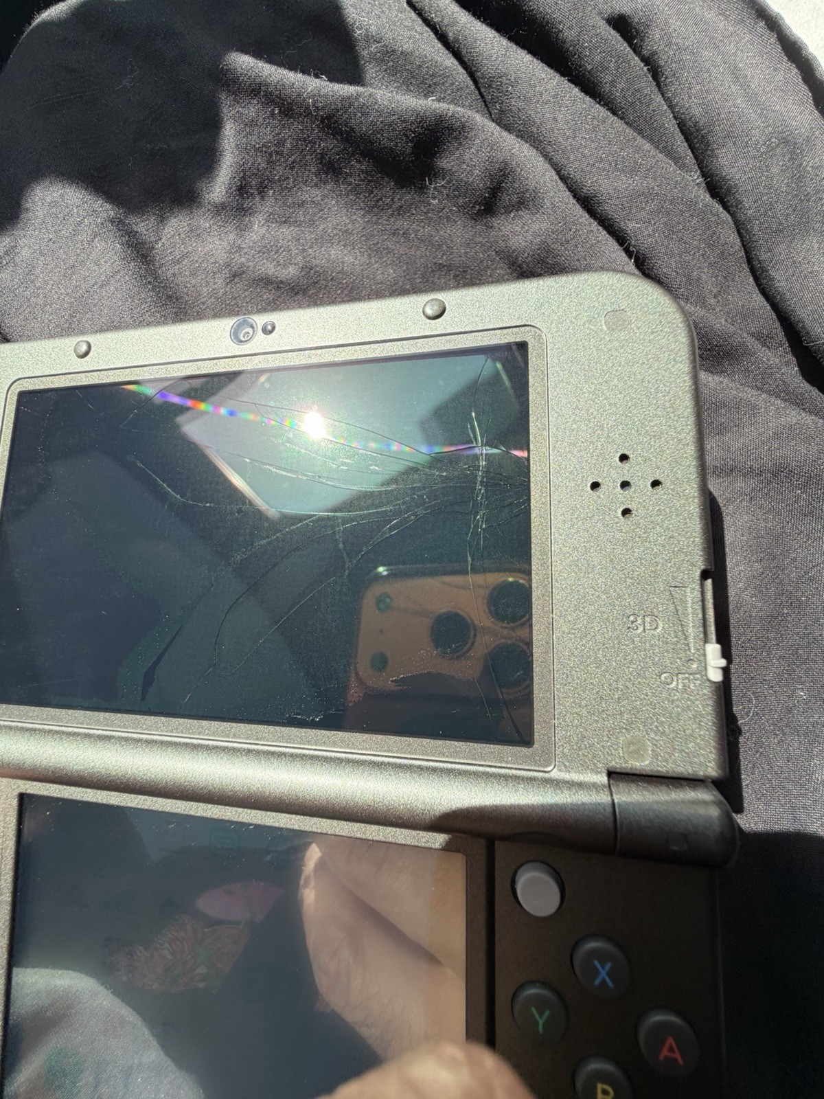 New Nintendo 3DS XL Gray Black Console Tested READ DESCRIPTION TOP SCREEN BROKEN