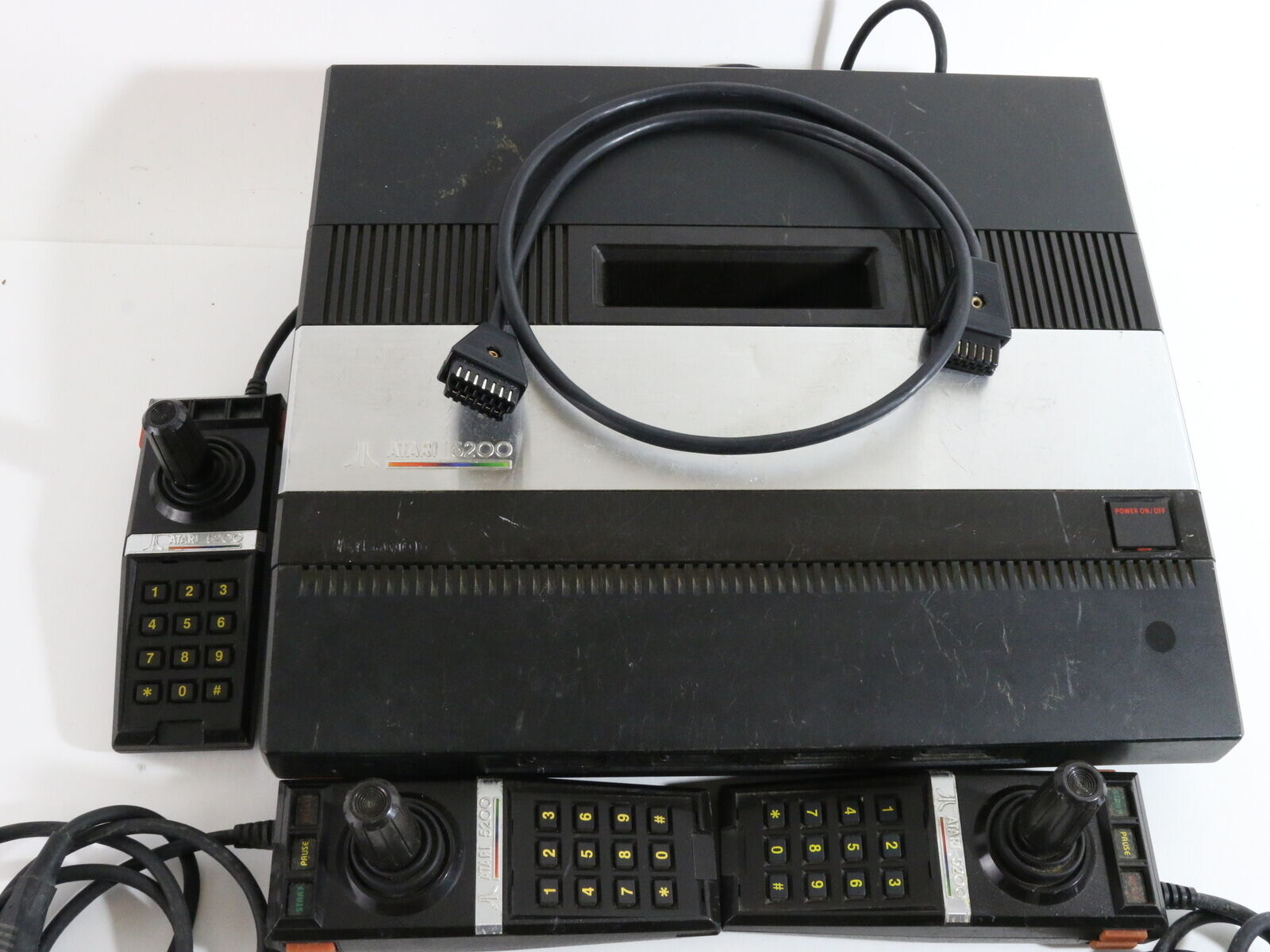 Vintage Atari 5200 Black & Silver Video Game Console W/ 3 Controllers UNTESTED