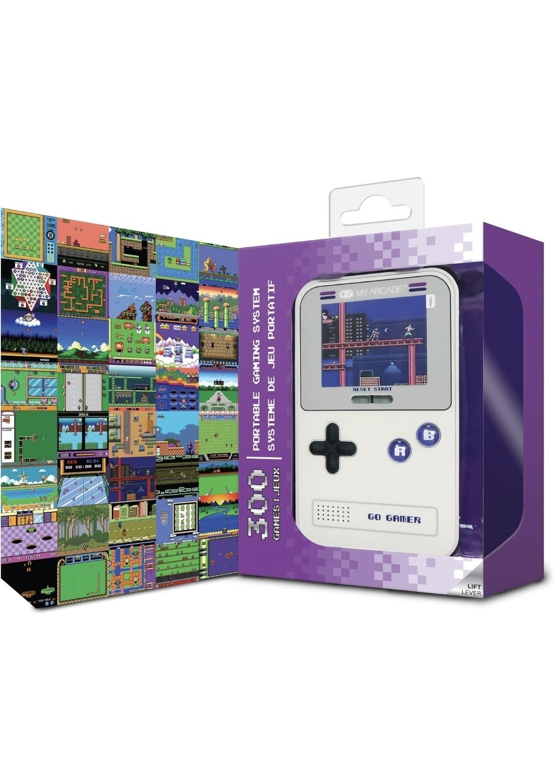 My Arcade Go Gamer Classic Handheld System 300 Games Gray/Purple Volume, Jack