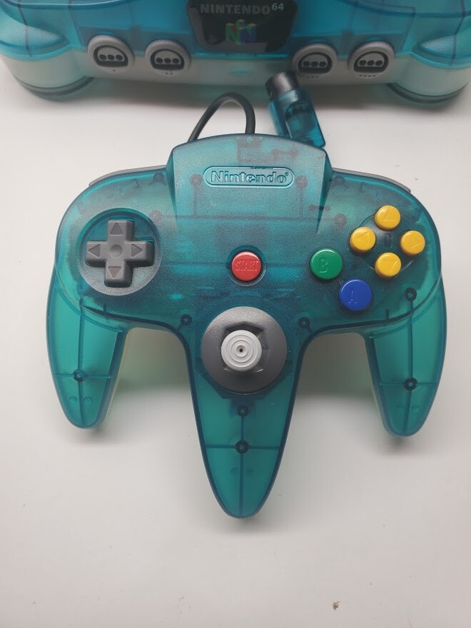 UPGRADED Nintendo 64 N64 Ice Blue Clear Funtastic + Official OEM remote & Cables