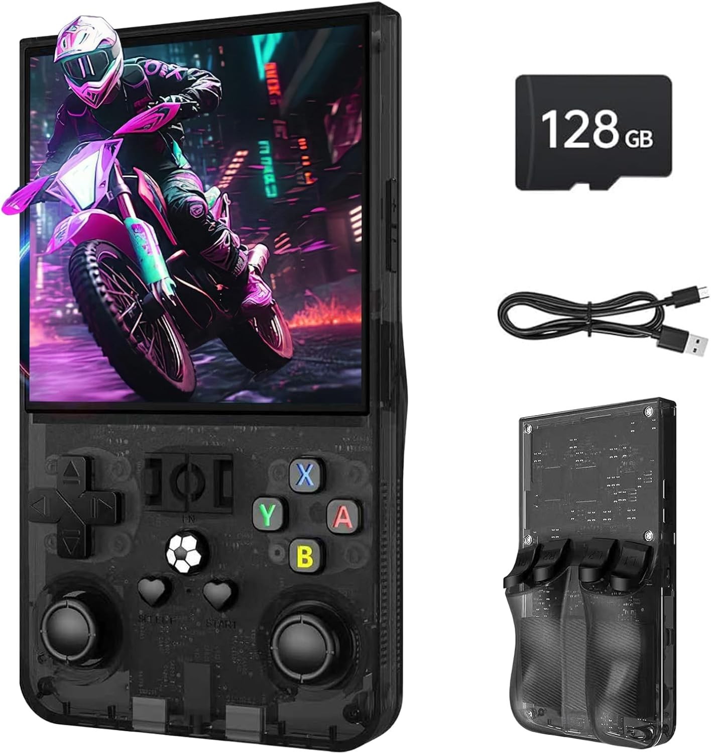 Ergonomic R36MAX Retro Console with 22,000+ Games – 4″ Screen, Linux System