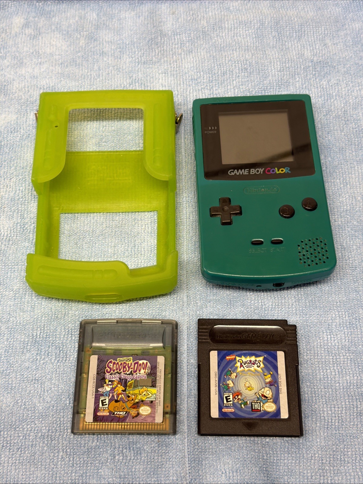 Nintendo Game Boy Color Handheld Console Teal CGB-001 With 2 Games!