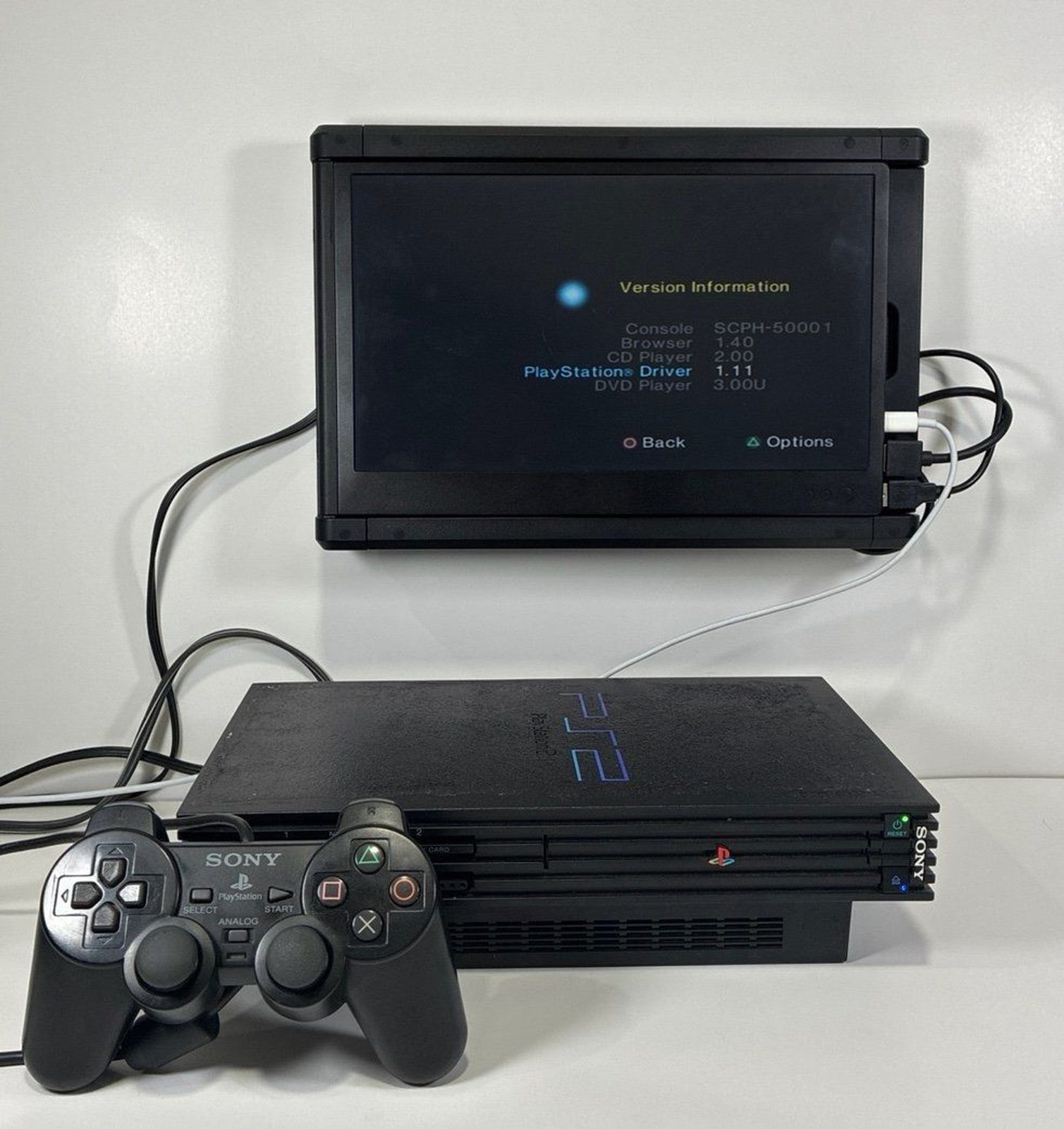 PlayStation 2/PS2 Fat Console with 8MB Memory Card, Controller & Cables (Tested)