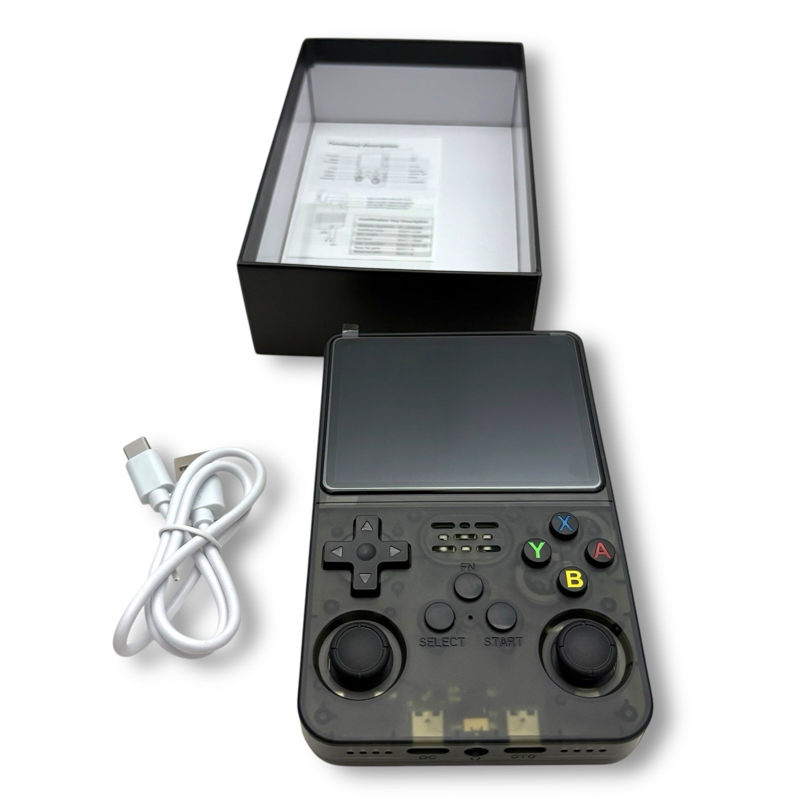 r36s Retro Handheld Video Game Console 64GB Linux System 3.5 Inch IP Black