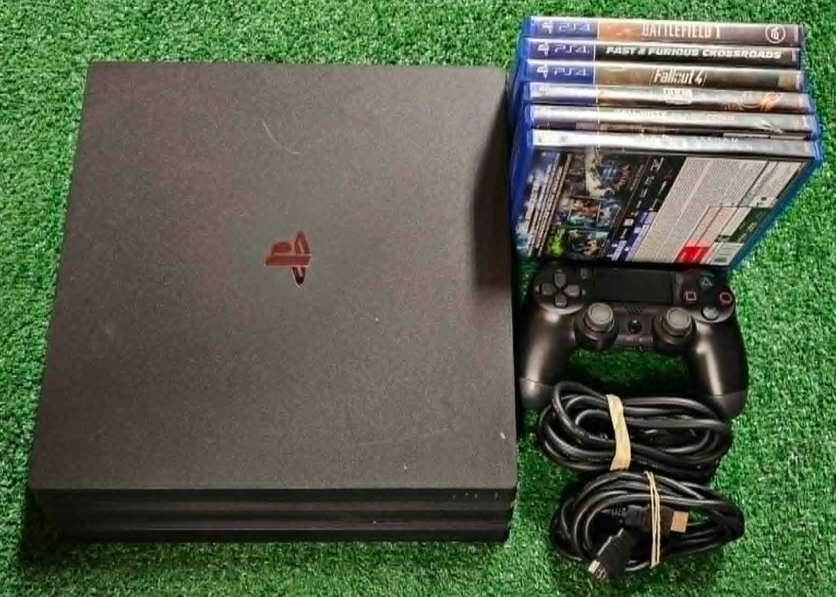PS4 Pro 1TB Console Bundle (1 Controller, 6 Games) (LOW FIRMWARE 8.03) TESTED