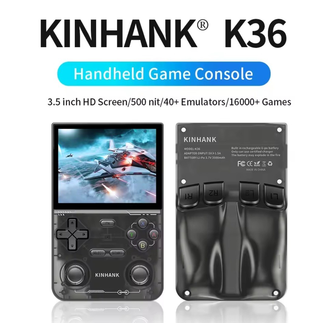 KINHANK K36 Retro Handheld Game Console 16000 Games 3.5″ IPS Screen PURPLE