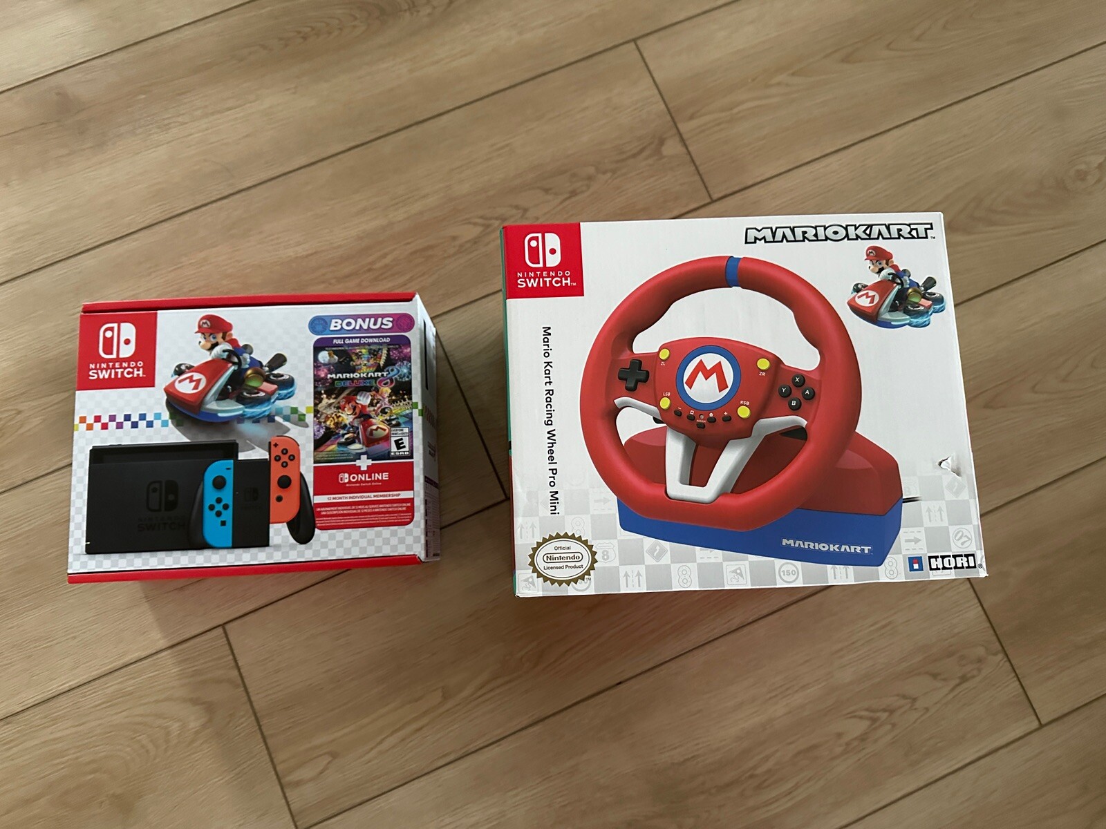 Nintendo Switch Mario Kart 8 Console Bundle with Hori Steering Wheel