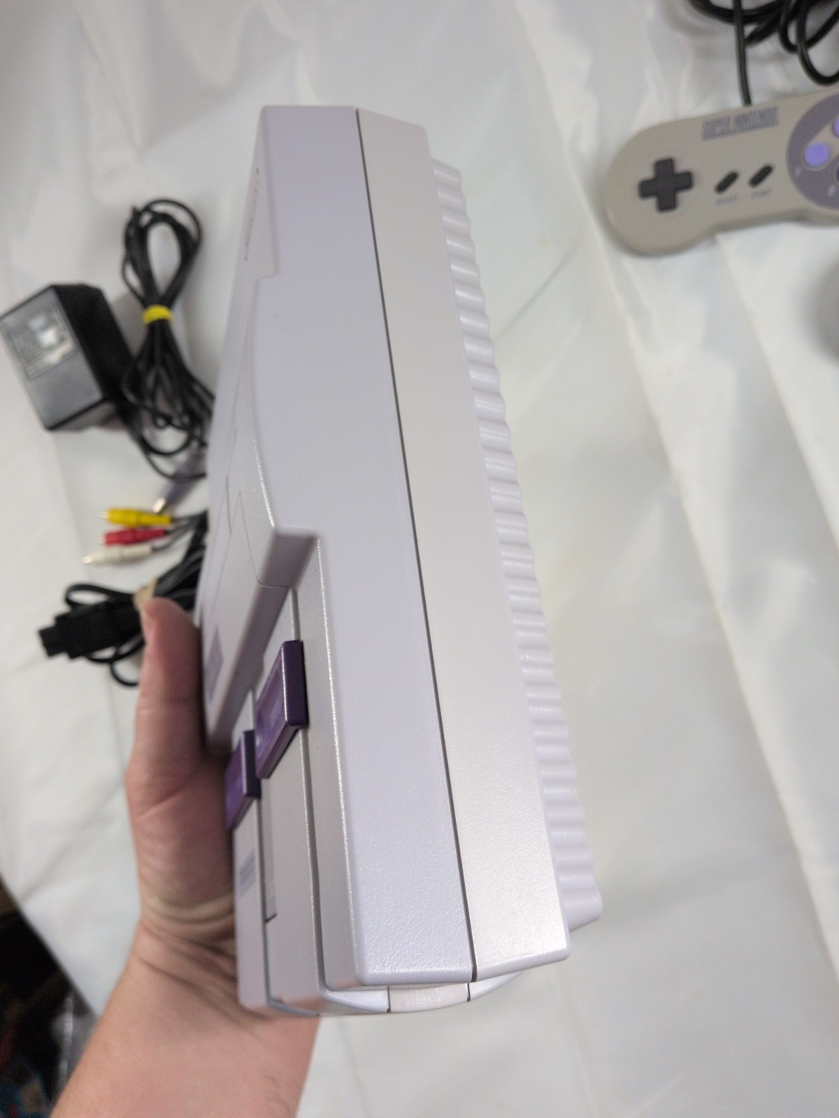 Super Nintendo Console CLEAN WORKING SNES SNS-001 Tested Cables & 2 Controllers