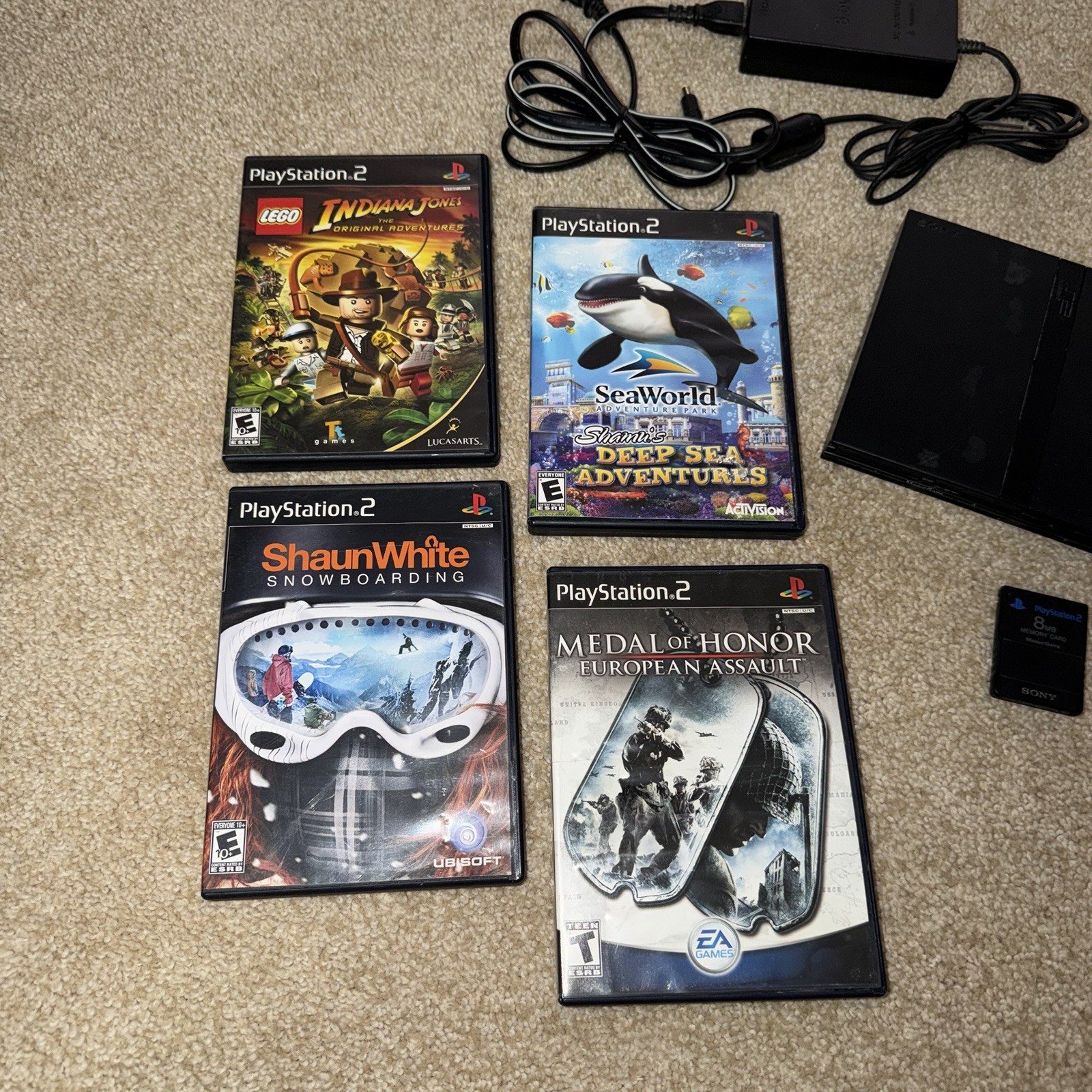 Sony PlayStation 2 Slim w/ Controllers, Games, and Cables [TESTED/WORKS]