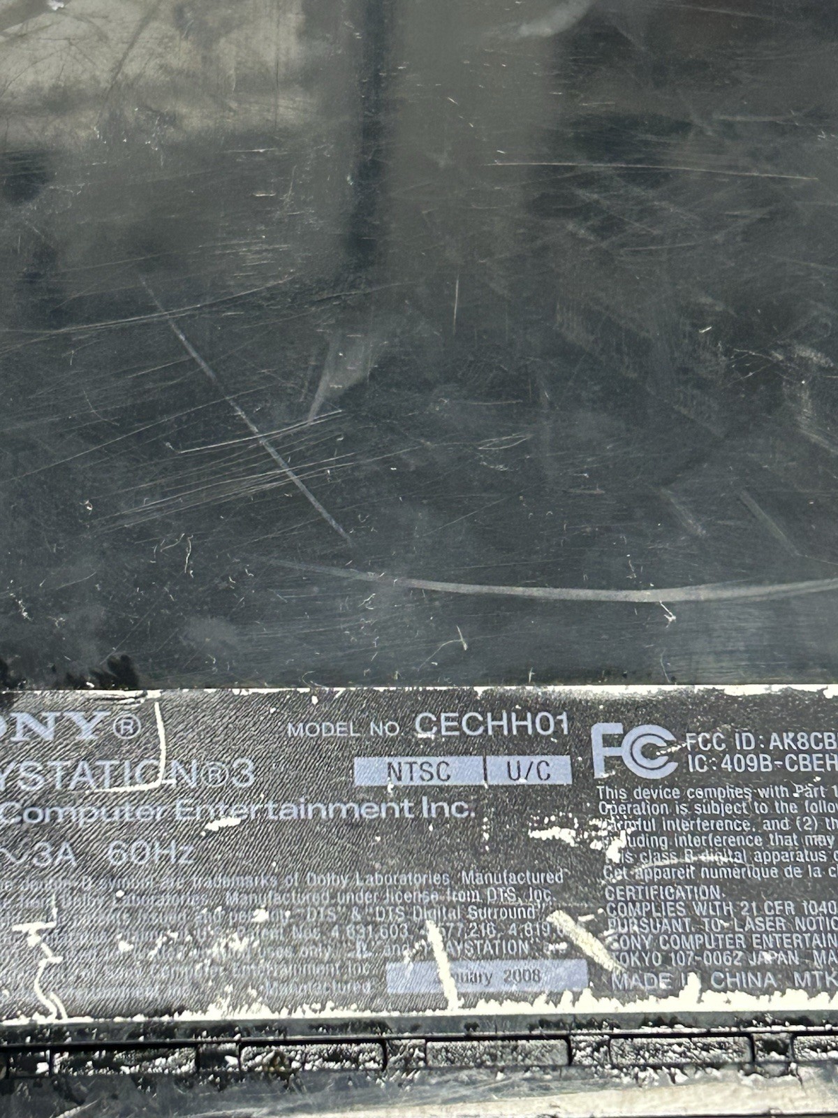 Sony PlayStation 3 Original Fat Console Model CECHH01 60GB Black