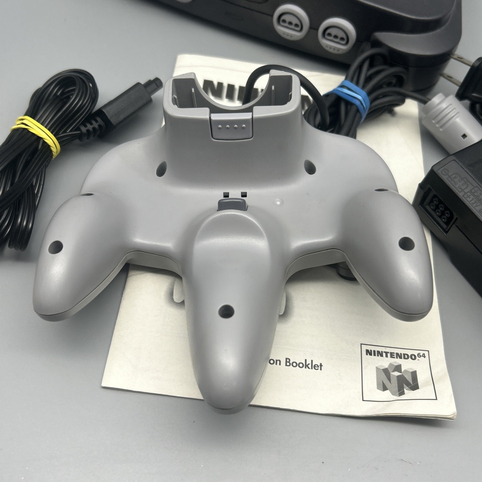 Nintendo 64 N64 System Console Gray Official Controller, Cables – Tested