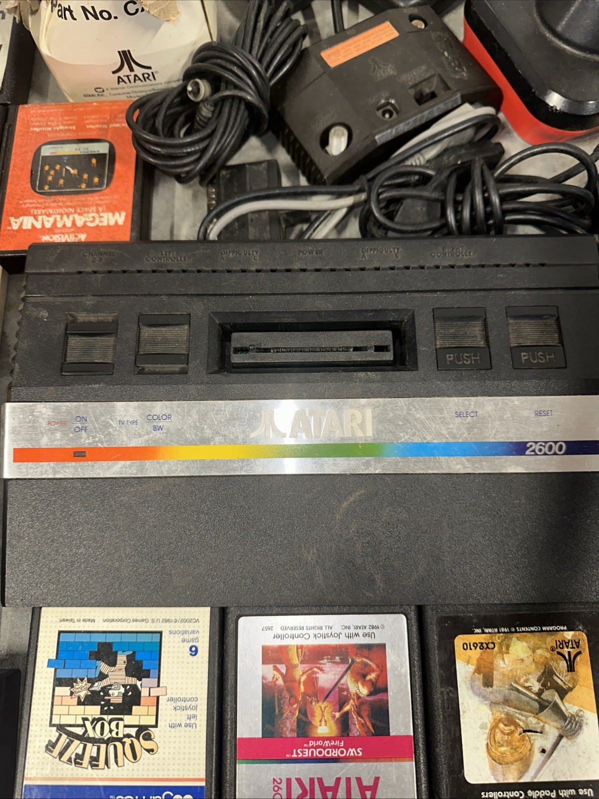 Atari 2600 Junior Jr Console System Bundle 21 Games 7 Joystick Lot Untested