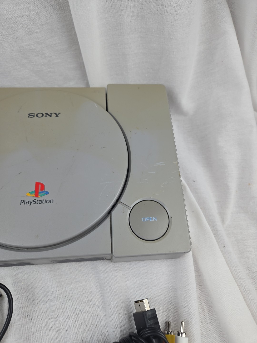 Sony PlayStation 1 PS1 PSone (SCPH-9001) Console Cable Tested Door Does Stick