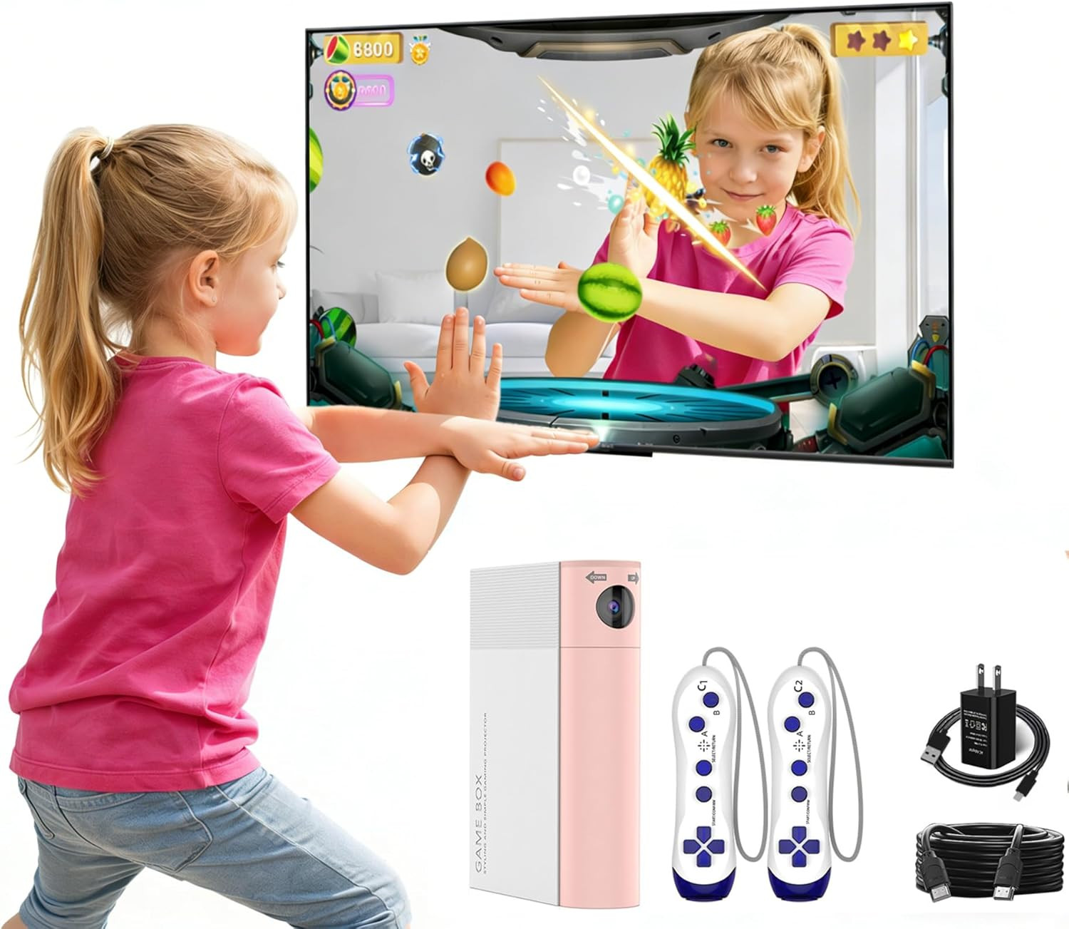 AR Motion Game Console for Kids: Plug and Play TV Video Game System for Indoor P