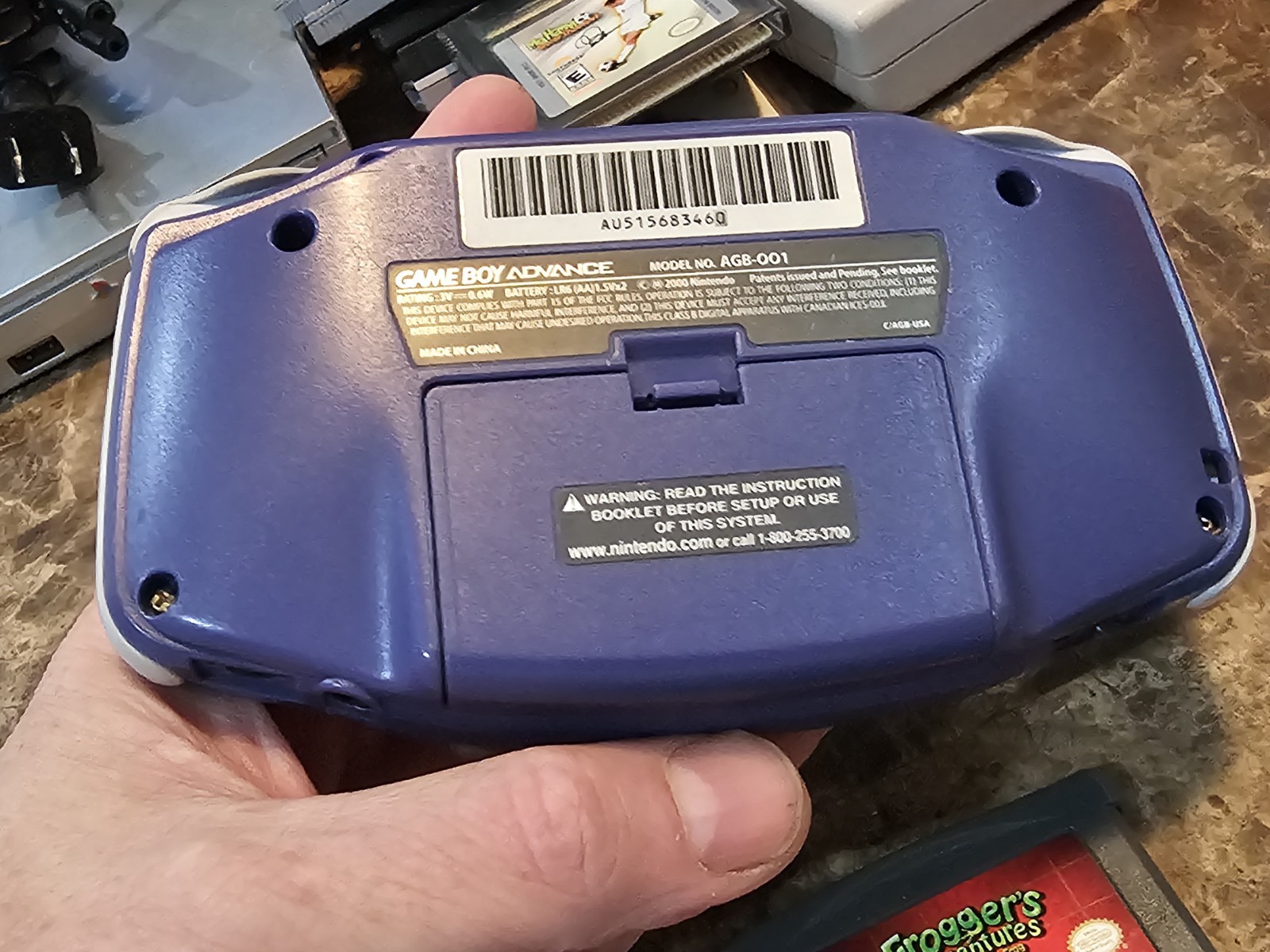 Nintendo Gameboy Advance Indigo Purple AGB-001 Handheld W/6 Games Lord Of Rings