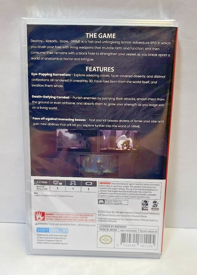 Grime (Multi-Language) Switch Brand New Sealed Game Special [2024 Platform]