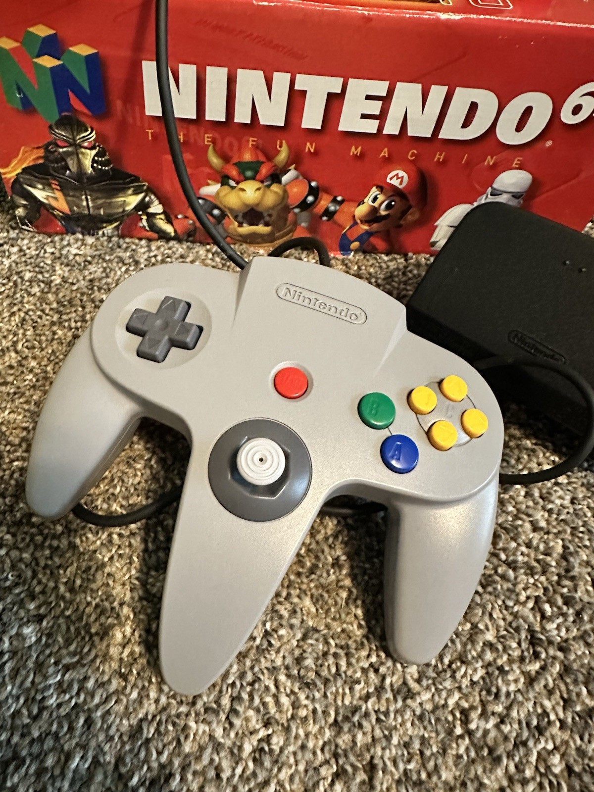 Nintendo 64 N64 Charcoal Gray – In Box, No Manual, All Cords, Controller, System