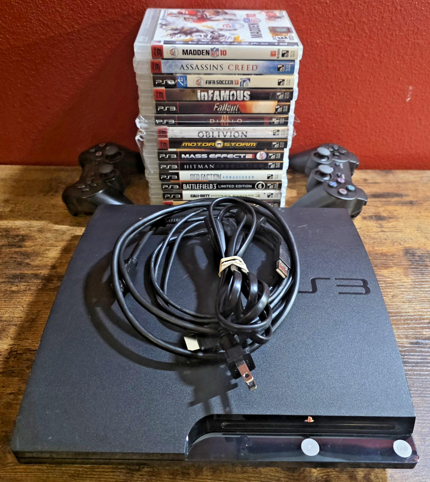 Sony PS3 Slim CECH-2001A 120GB Bundle – 15 CIB Games COD MW Trilogy/RPGs 2 Ctrls